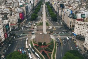 vista panorámica de la avenida 9 de julio y de el Obelisco.